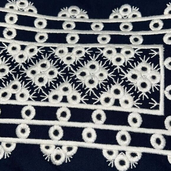 J Crew V-Neck Embroidered Top Women’s Small Blue Pullover Short Sleeve Bohemian - Picture 6 of 6